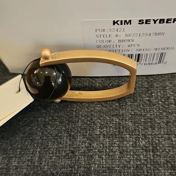 NWT Kim Seybert set of 4 tiger eye napkin ring - Picture 6 of 15